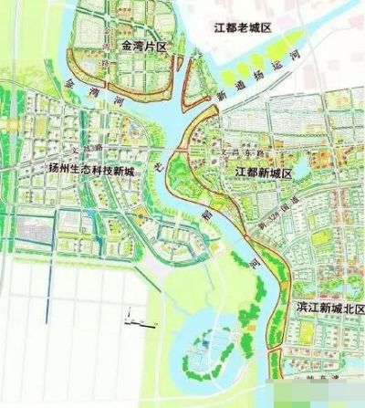 毗邻着"七河八岛",金湾河,新通扬运河,芒稻河交汇成为江都区