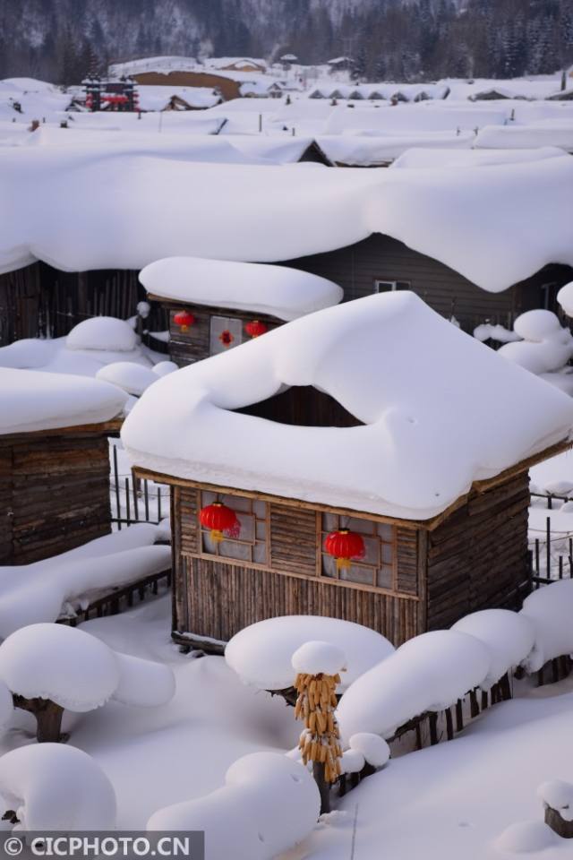 1月19日,在黑龍江省大海林林業局雪鄉景區拍攝的農家小院.