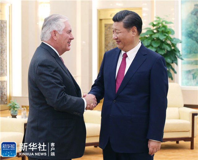 9月30日，国家主席习近平在北京人民大会堂会见美国国务卿蒂勒森。新华社记者 姚大伟 摄