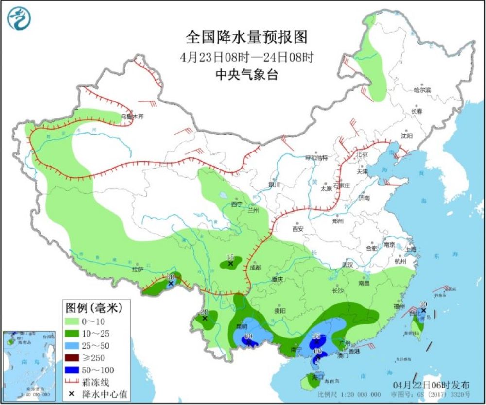 中国天气网■江南华南雨不休，冷涡盘旋！我国东北华北风不停