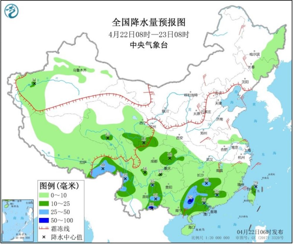 中国天气网■江南华南雨不休，冷涡盘旋！我国东北华北风不停