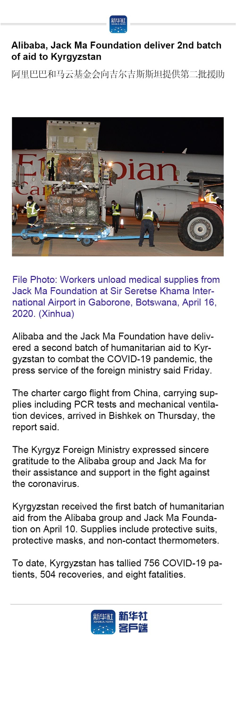 「」Alibaba, Jack Ma Foundation deliver 2nd batch of aid to Kyrgyzstan