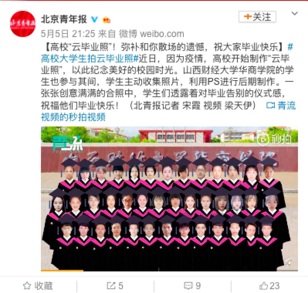 中国青年报微信公众号今年这些高校“毕业照”火了！网友：看完想笑又心酸