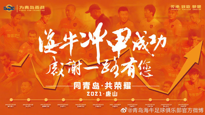 青岛海牛队2:0战胜厦门鹭岛队，提前两轮冲甲成功